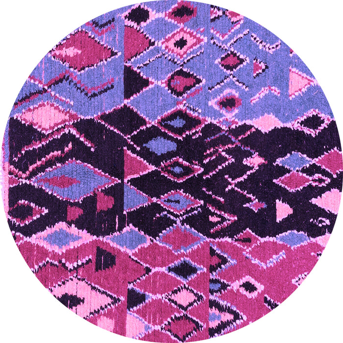 Round Machine Washable Oriental Purple Modern Area Rugs, wshabs1813pur