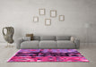 Machine Washable Oriental Pink Modern Rug in a Living Room, wshabs1813pnk