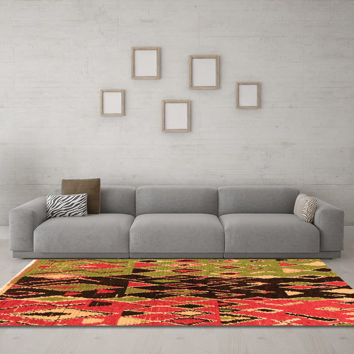 Machine Washable Oriental Orange Modern Area Rugs in a Living Room, wshabs1813org