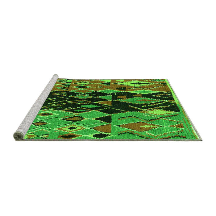 Sideview of Machine Washable Oriental Green Modern Area Rugs, wshabs1813grn