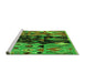 Sideview of Machine Washable Oriental Green Modern Area Rugs, wshabs1813grn