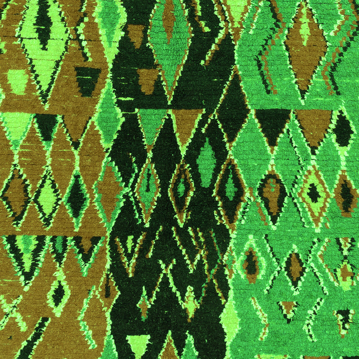 Machine Washable Oriental Green Modern Area Rugs, wshabs1813grn