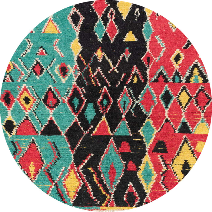 Round Machine Washable Abstract Saffron Red Rug, wshabs1813