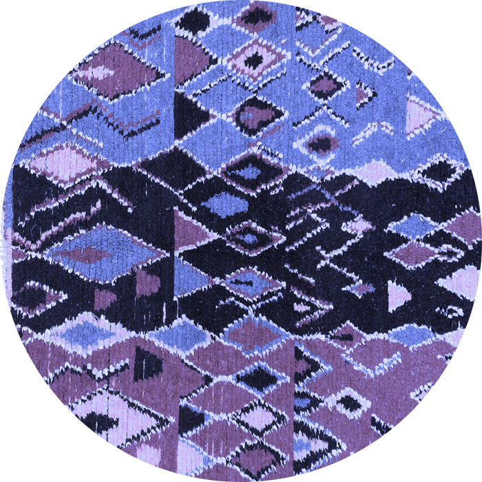 Round Oriental Blue Modern Rug, abs1813blu