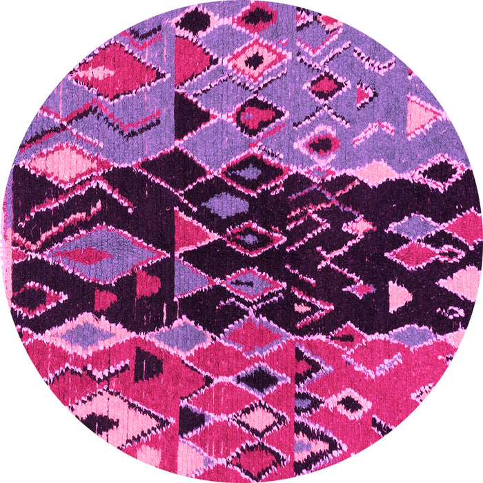 Round Machine Washable Oriental Pink Modern Rug, wshabs1813pnk