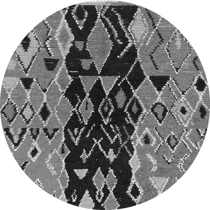 Round Machine Washable Oriental Gray Modern Rug, wshabs1813gry