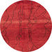Round Machine Washable Abstract Red Rug, wshabs1814