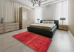 Machine Washable Abstract Red Rug in a Bedroom, wshabs1814