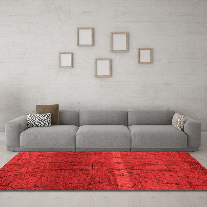 Machine Washable Oriental Orange Modern Area Rugs in a Living Room, wshabs1814org