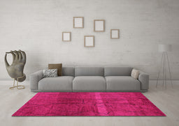 Machine Washable Oriental Pink Modern Rug in a Living Room, wshabs1814pnk