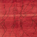 Square Machine Washable Abstract Red Rug, wshabs1814