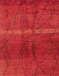 Machine Washable Abstract Red Rug, wshabs1814