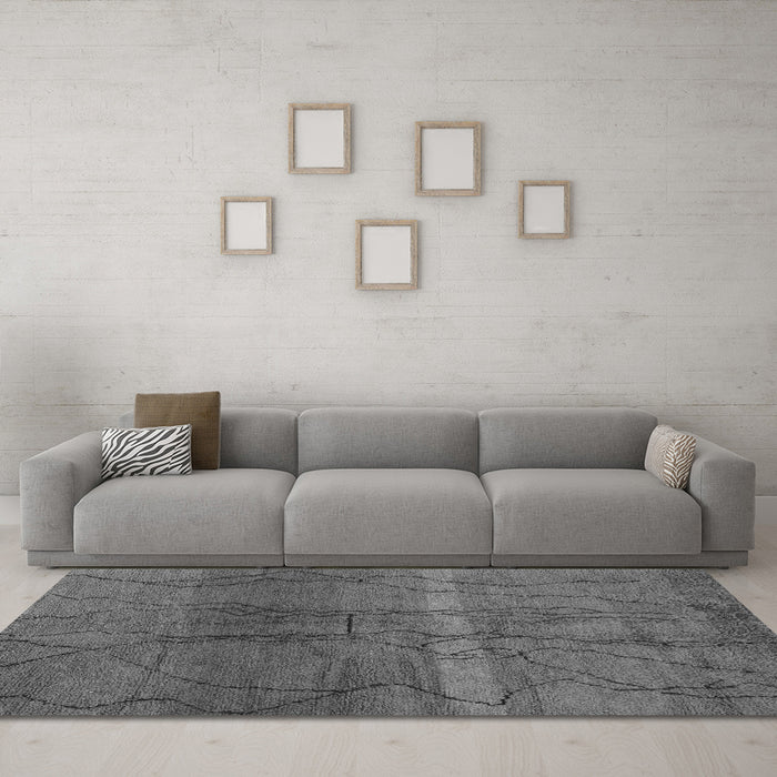 Machine Washable Oriental Gray Modern Rug in a Living Room,, wshabs1814gry