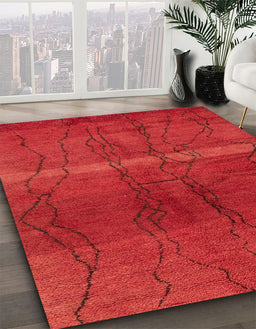 Machine Washable Abstract Red Rug in a Family Room, wshabs1814