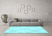 Machine Washable Oriental Light Blue Modern Rug in a Living Room, wshabs1815lblu