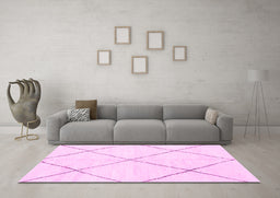 Machine Washable Oriental Pink Modern Rug in a Living Room, wshabs1815pnk