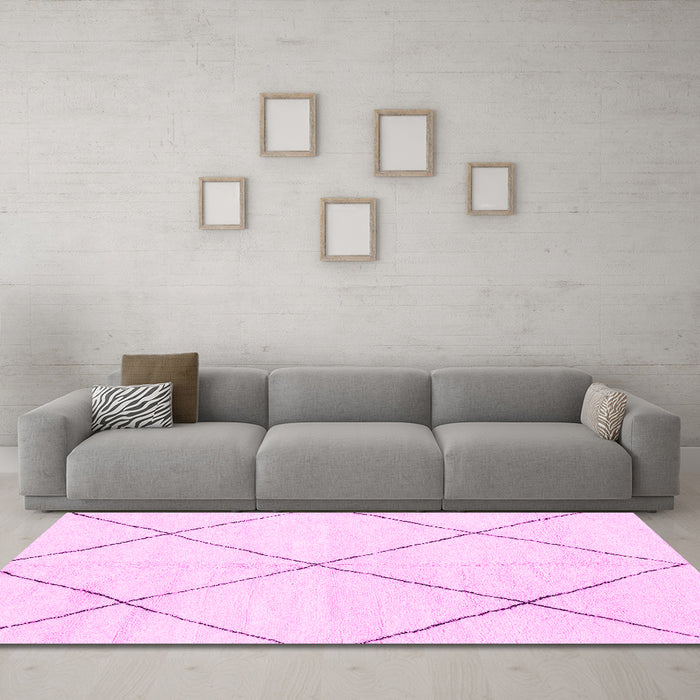 Machine Washable Oriental Pink Modern Rug in a Living Room, wshabs1815pnk