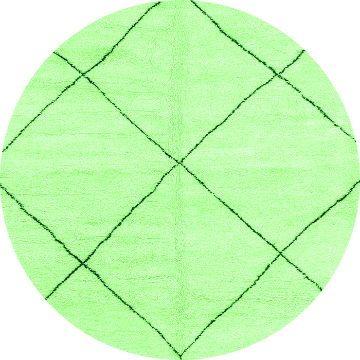 Round Machine Washable Oriental Green Modern Area Rugs, wshabs1815grn