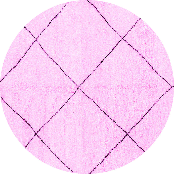 Round Machine Washable Oriental Pink Modern Rug, wshabs1815pnk