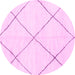 Round Machine Washable Oriental Pink Modern Rug, wshabs1815pnk