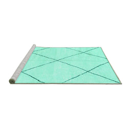 Sideview of Machine Washable Oriental Turquoise Modern Area Rugs, wshabs1815turq