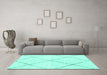 Machine Washable Oriental Turquoise Modern Area Rugs in a Living Room,, wshabs1815turq