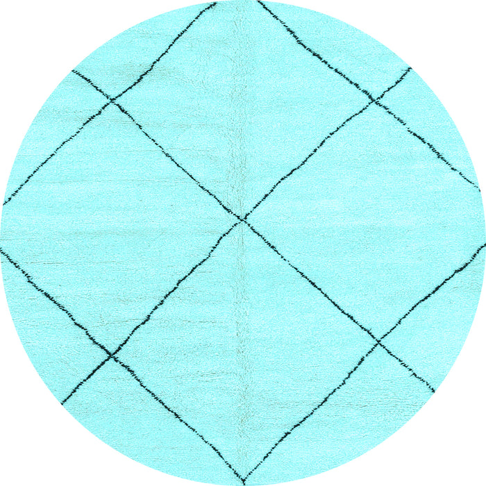 Round Machine Washable Oriental Light Blue Modern Rug, wshabs1815lblu
