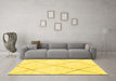 Machine Washable Oriental Yellow Modern Rug in a Living Room, wshabs1815yw