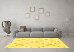 Machine Washable Oriental Yellow Modern Rug in a Living Room, wshabs1815yw
