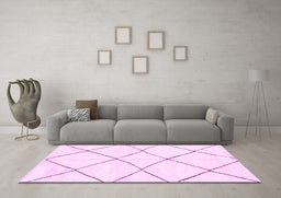 Machine Washable Oriental Pink Modern Rug in a Living Room, wshabs1816pnk