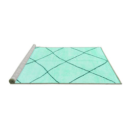Sideview of Machine Washable Oriental Turquoise Modern Area Rugs, wshabs1816turq