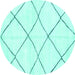 Round Oriental Turquoise Modern Rug, abs1816turq