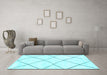 Machine Washable Oriental Light Blue Modern Rug in a Living Room, wshabs1816lblu