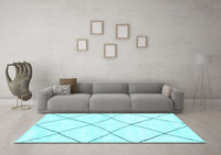 Machine Washable Oriental Light Blue Modern Rug, wshabs1816lblu