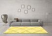 Machine Washable Oriental Yellow Modern Rug in a Living Room, wshabs1816yw