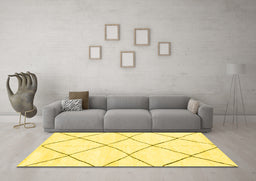 Machine Washable Oriental Yellow Modern Rug in a Living Room, wshabs1816yw
