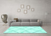 Machine Washable Oriental Turquoise Modern Area Rugs in a Living Room,, wshabs1816turq