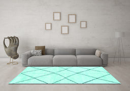Machine Washable Oriental Turquoise Modern Area Rugs in a Living Room,, wshabs1816turq