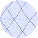 Round Machine Washable Oriental Blue Modern Rug, wshabs1817blu