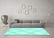 Machine Washable Oriental Turquoise Modern Area Rugs in a Living Room,, wshabs1817turq