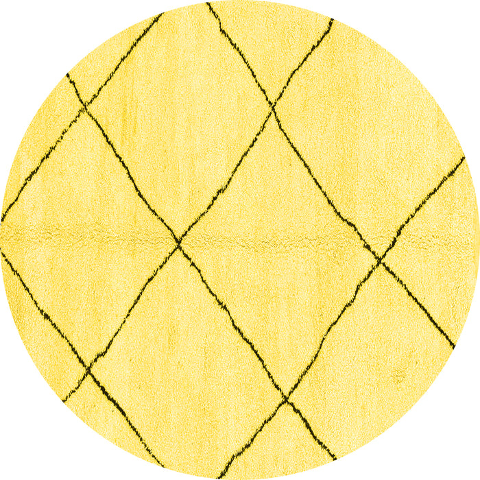 Round Machine Washable Oriental Yellow Modern Rug, wshabs1817yw