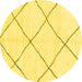 Round Machine Washable Oriental Yellow Modern Rug, wshabs1817yw