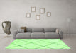 Machine Washable Oriental Green Modern Area Rugs in a Living Room,, wshabs1817grn