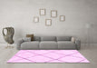 Machine Washable Oriental Pink Modern Rug in a Living Room, wshabs1817pnk