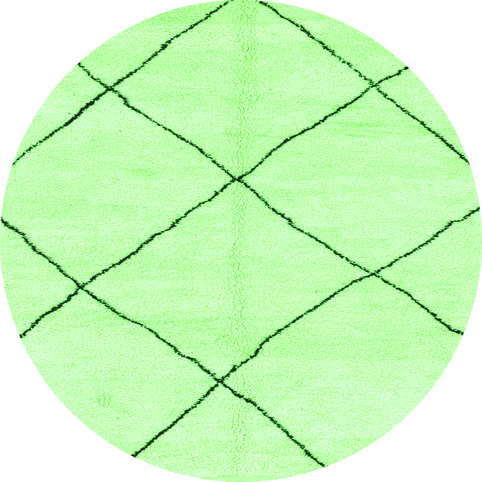 Round Machine Washable Oriental Green Modern Area Rugs, wshabs1817grn