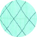 Round Oriental Turquoise Modern Rug, abs1817turq