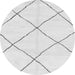 Round Machine Washable Oriental Gray Modern Rug, wshabs1817gry