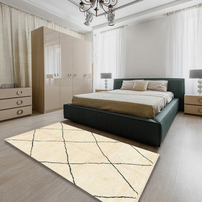 Machine Washable Abstract Brown Rug in a Bedroom, wshabs1817