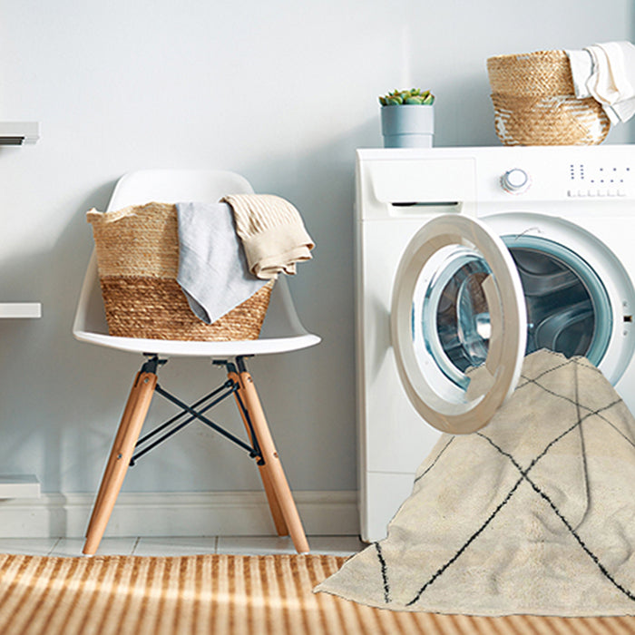 Machine Washable Abstract Brown Rug in a Washing Machine, wshabs1817