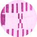Round Machine Washable Oriental Pink Modern Rug, wshabs1818pnk